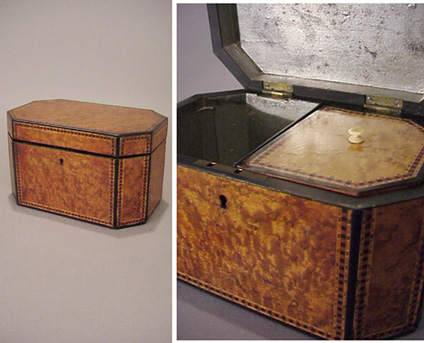 Lot image - Victorian Ebonized and Inlaid Burl-Wood Tea Caddy