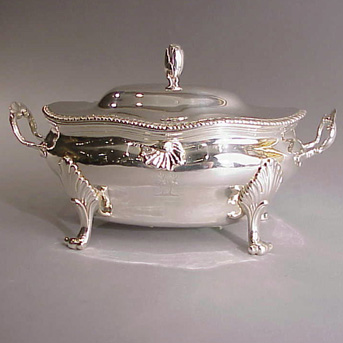 Lot image - George III Silvered Covered Sauce Tureen
