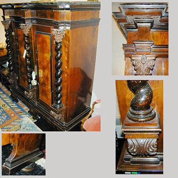 Lot image - Continental Baroque Ebonized Walnut and Burl-Wood Kas