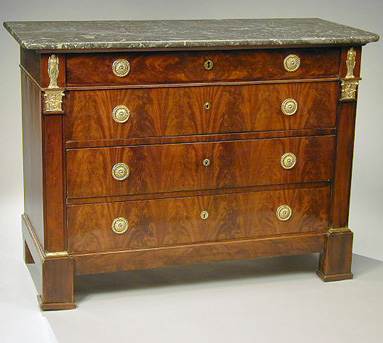Lot image - Empire Gilt-Bronze Mounted Mahogany Commode