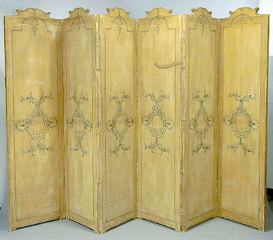 Lot image - French Painted Six-Panel Screen