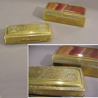 Lot image - Two Continental Brass Snuff Boxes
