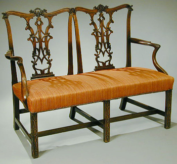 Lot image - George III Mahogany Double Chair-Back Settee