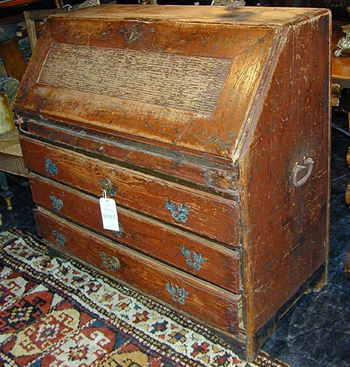 Lot image - Rustic Norwegian Painted Slant-Front Desk