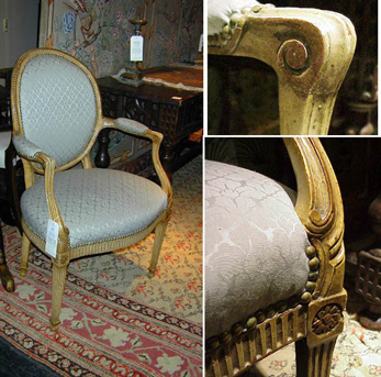 Lot image - Louis XVI Cream Painted Fauteuil