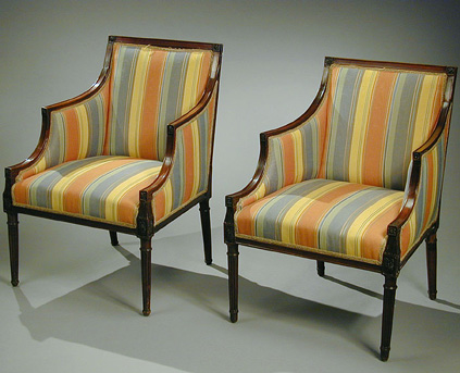 Lot image - Pair of George III Mahogany Armchairs