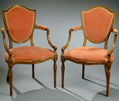 Lot image - Pair of George III Fruitwood Armchairs
