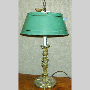 Lot image - Louis XV Style Gilt-Bronze Candlestick Mounted as a Lamp