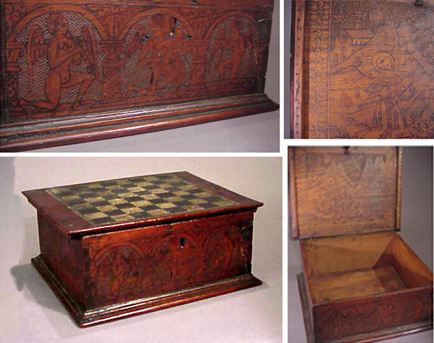 Lot image - Rustic Continental Penwork Pine Box