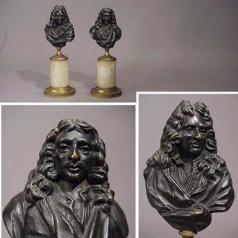 Lot image - Pair of French Bronze Portrait Busts of Philosophers