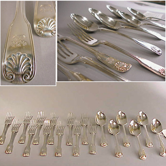 Lot image - Set of Six William IV Silver Dessert Spoons and Twelve Forks