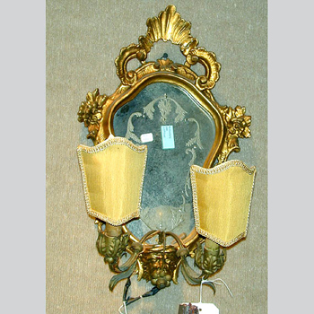 Lot image - Pair of Italian Rococo Style Gilt-Wood Girandoles