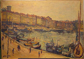 Lot image - Arbit Blatas Russian, b. 1908 VIEW OF A HARBOR