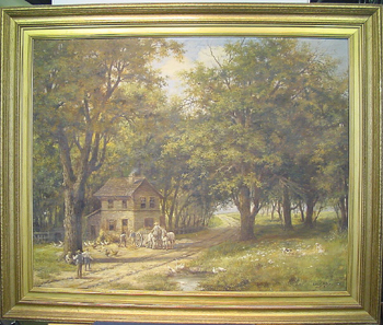 Lot image - Emile Artiges American, 20th century WOODLAND COTTAGE