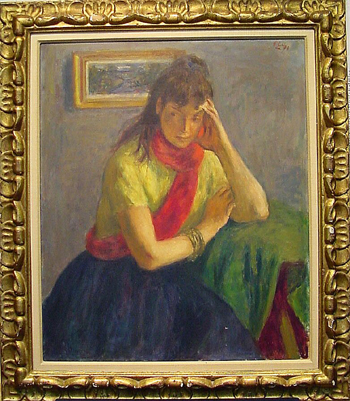 Lot image - Robert Philipp 1895-1981 GIRL WITH RED SCARF