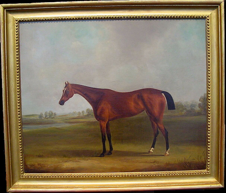 Lot image - Attributed to William Henry Davis A BAY HUNTER IN A LANDSCAPE