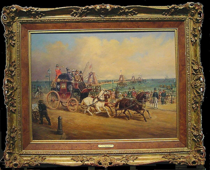 Lot image - John Christian Maggs British, 1819-1895 THE ARRIVAL OF THE ROYAL MAIL, BRIGHTON   Oil on canvas 18 1/8 x 24 1/8 inches...