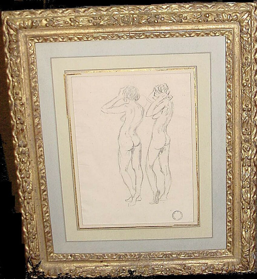Lot image - Maurice Brazil Prendergast 1859-1924 TWO STANDING NUDES, 1920