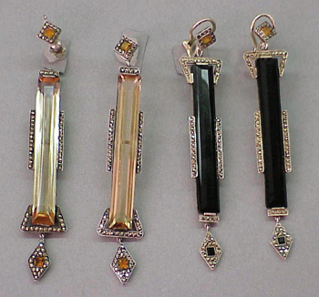 Lot image - Two Pairs of Art Deco Drop Earrings
