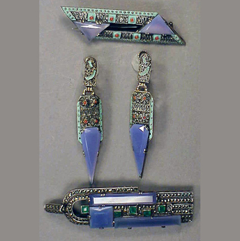 Lot image - Group of Blue and Turquoise Jewelry German, 1920s