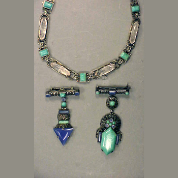 Lot image - Group of Sterling Silver and Stone Art Deco Jewelry German, 1920s