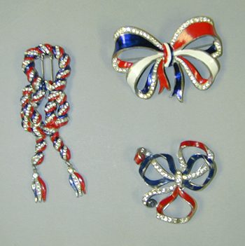 Lot image - Group of Three Patriotic Bow Pins