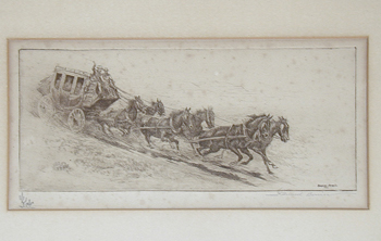 Lot image - Edward Borein THE OVERLAND MAIL Etching and drypoint