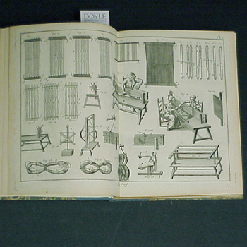 Lot image - TISSAGE Album of 97 of engraved plates (some folding) taken from 18th century works showing looms and weaving processes. 4to...