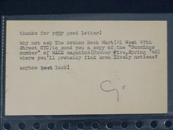 Lot image - CUMMINGS, E.E.