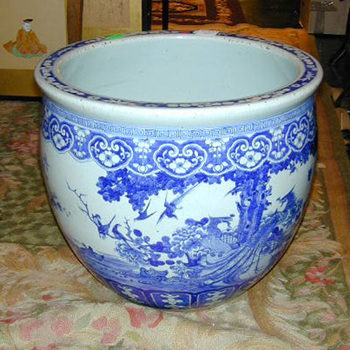 Lot image - Chinese Blue and White Porcelain Fish Bowl