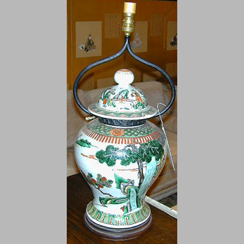 Lot image - Chinese Famille Verte Baluster Jar and Cover in Kangxi Style
