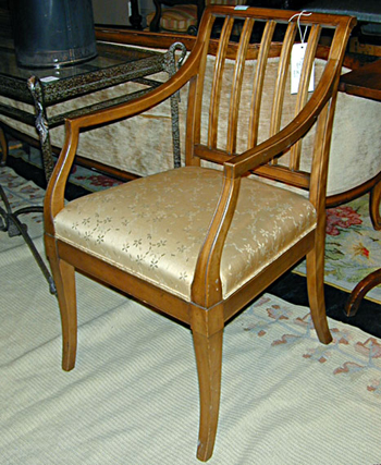 Lot image - Pair of Regency Style Upholstered Walnut Armchairs