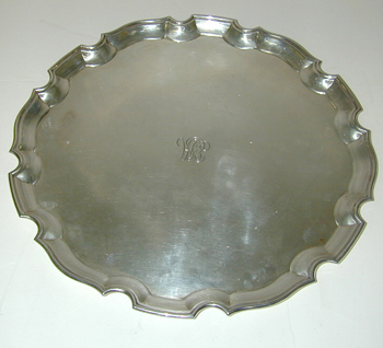 Lot image - English Silver Salver Retailed by Tiffany & Co. Approximately 36 ounces.
