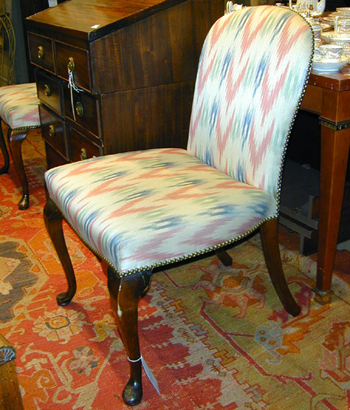 Lot image - Pair of George I Style Upholstered Mahogany Side Chairs
