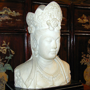 Lot image - Marble Head and Shoulder Sculpture of Guanyin
