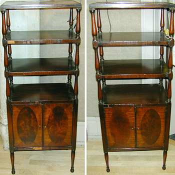 Lot image - Pair of Regency Style Leather Inset Etageres