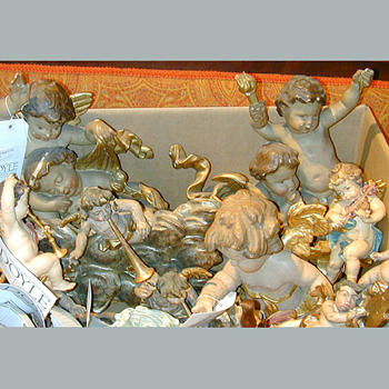 Lot image - Miscellaneous Group of Wood and Ceramic Putti and Religious Figures