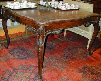 Lot image - Louis XV Style Marble Top Mahogany Center Table