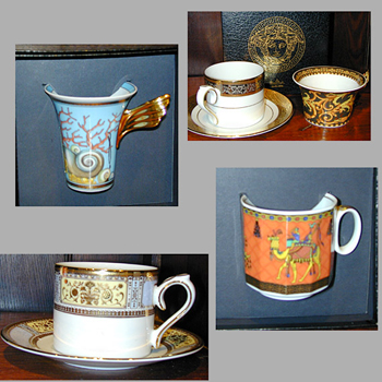Lot image - Miscellaneous Group of Gilt Decorated Porcelain Presentation Cups and Saucers