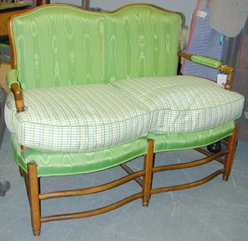 Lot image - Provincial Louis XVI Style Upholstered Fruitwood Settee