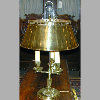 Lot image - Empire Style Brass Three-Light Bouillotte Lamp
