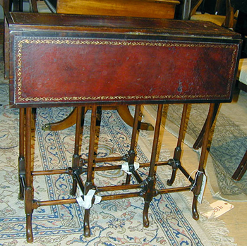 Lot image - Georgian Style Leather Inset Mahogany Gate-Leg Table