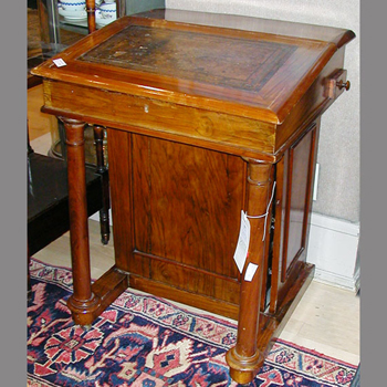 Lot image - Victorian Leather Inset Mahogany and Walnut Davenport