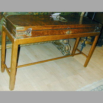 Lot image - Georgian Style Brass Bound Oak Gun Case on Stand