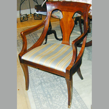 Lot image - Set of Six Neoclassical Style Upholstered Mahogany Dining Chairs