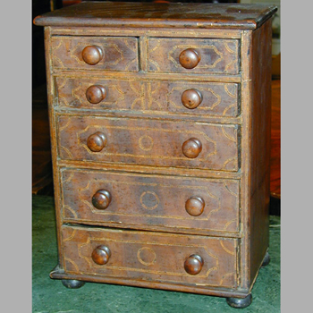 Lot image - Federal Style Inlaid Mahogany Miniature Tall Chest of Drawers