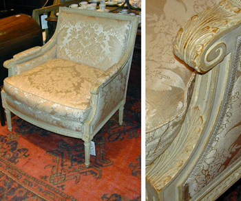 Lot image - Pair of Louis XVI Style Painted and Upholstered Bergeres