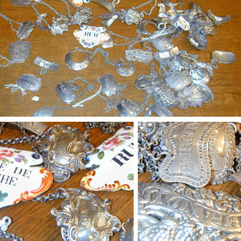 Lot image - Miscellaneous Group of Sterling Silver, English Silver and Silver Plated Liquor Labels
