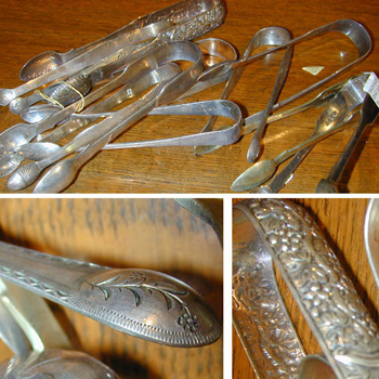 Lot image - Group of Sterling Silver Sugar Tongs