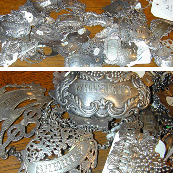 Lot image - Miscellaneous Group of Sterling Silver, English Silver and Silver Plated Liquor Labels